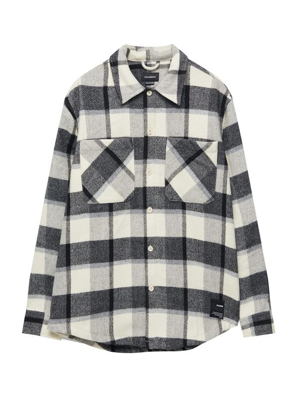 Pull&Bear Pull&Bear Преходно яке  сиво / черно / бяло