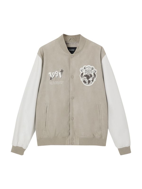 Pull&Bear Pull&Bear Преходно яке  таупе сиво / сиво-кафяво / светлосиво / естествено бяло