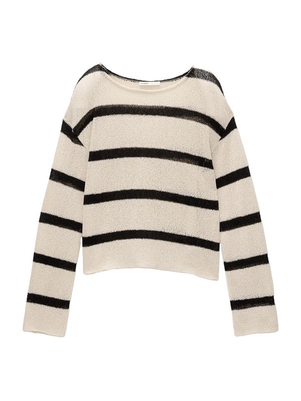 Pull&Bear Pull&Bear Пуловер  бежово / черно