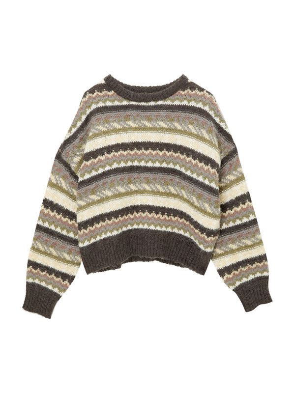 Pull&Bear Pull&Bear Пуловер  бежово / кафяво / каки / бяло