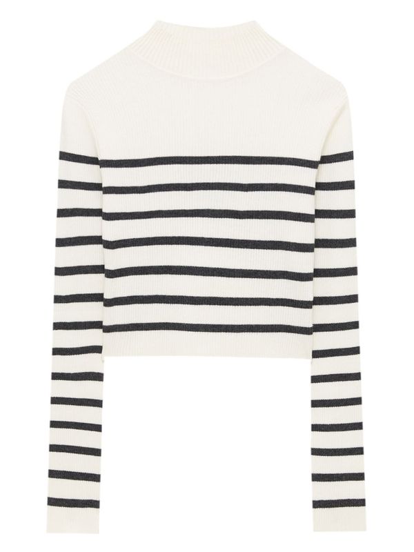 Pull&Bear Pull&Bear Пуловер  черно / бял памук