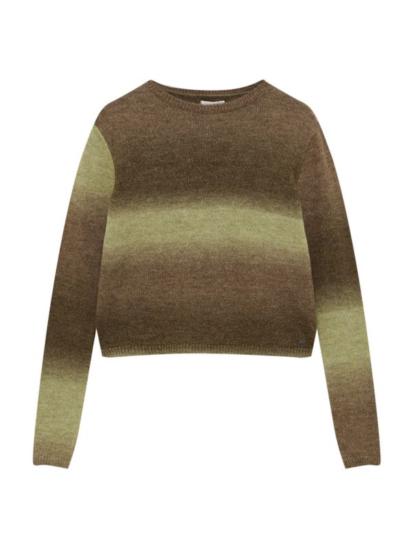 Pull&Bear Pull&Bear Пуловер  маслина / светлозелено