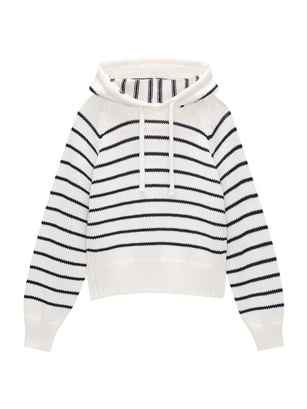 Pull&Bear Pull&Bear Пуловер  нейви синьо / бяло