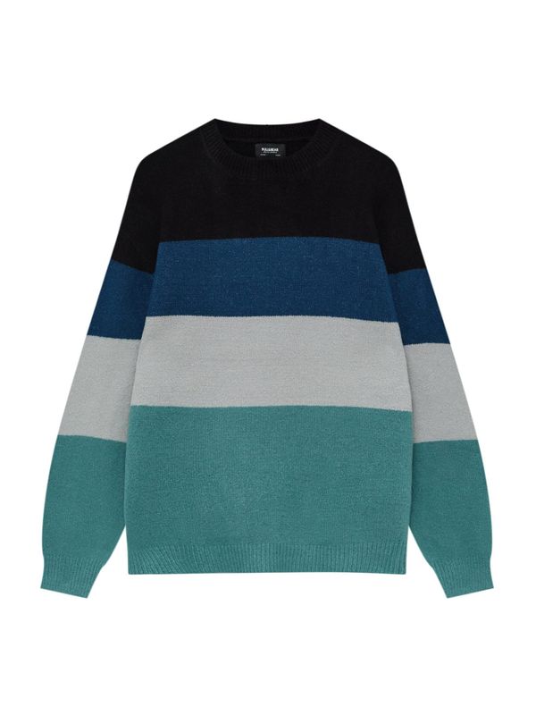 Pull&Bear Pull&Bear Пуловер  нейви синьо / нефритено зелено / лавандула / черно