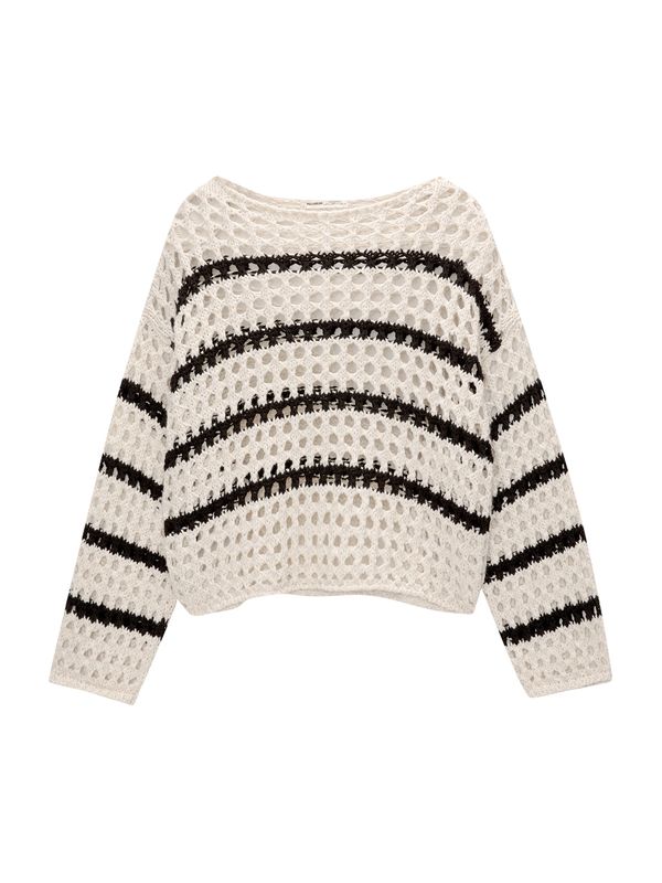 Pull&Bear Pull&Bear Пуловер  пастелно жълто / черно