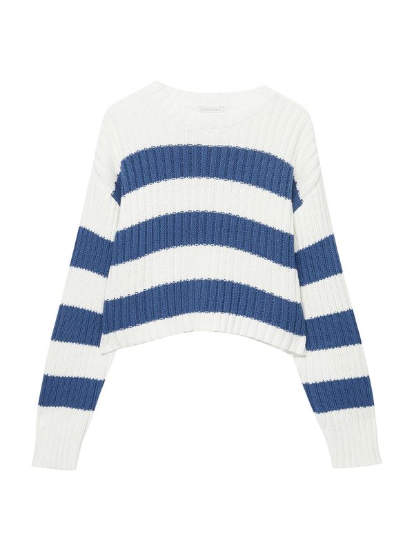 Pull&Bear Pull&Bear Пуловер  синьо / бяло