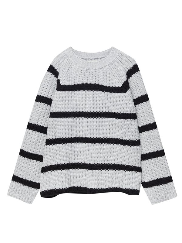 Pull&Bear Pull&Bear Пуловер  сиво / черно