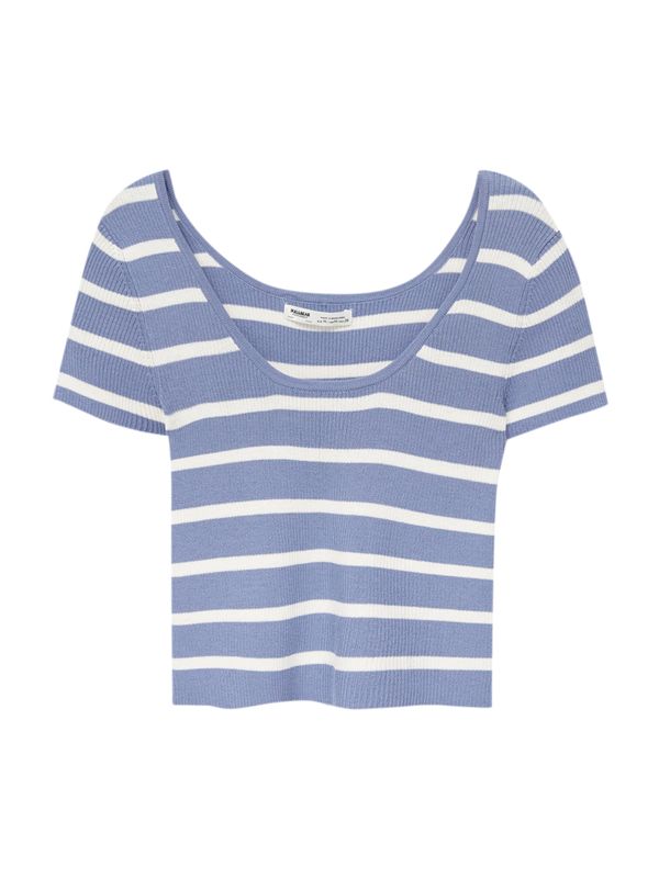 Pull&Bear Pull&Bear Пуловер  светлосиньо / бяло