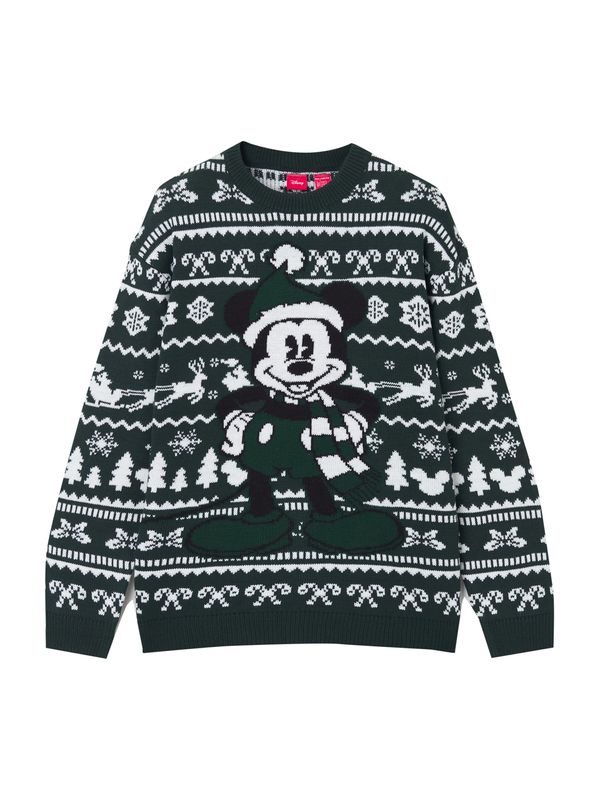 Pull&Bear Pull&Bear Пуловер  зелено / бяло