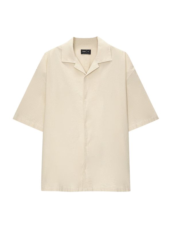 Pull&Bear Pull&Bear Риза  бежово / бял памук