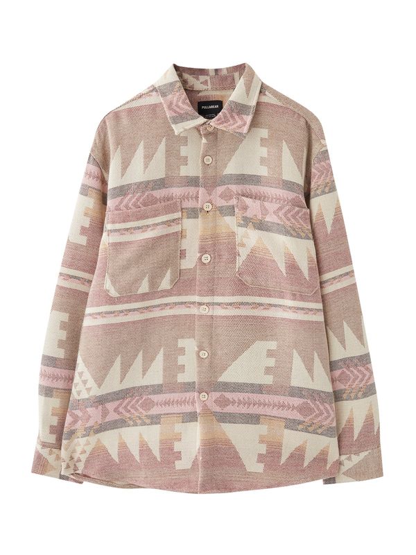 Pull&Bear Pull&Bear Риза  бежово / цвят "пясък" / камък / пепел от рози