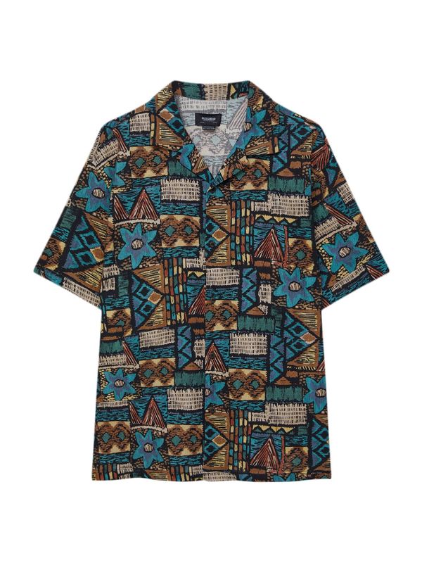 Pull&Bear Pull&Bear Риза  бежово / кафяво / зелено / петрол