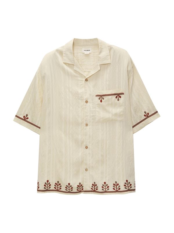 Pull&Bear Pull&Bear Риза  бежово / тъмнозелено / тъмночервено