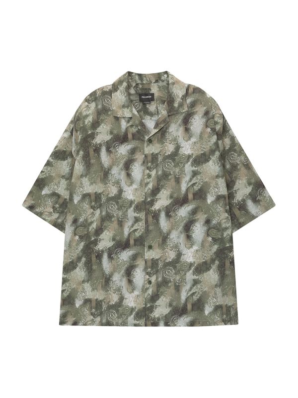 Pull&Bear Pull&Bear Риза  кремаво / тъмнобежово / маслина