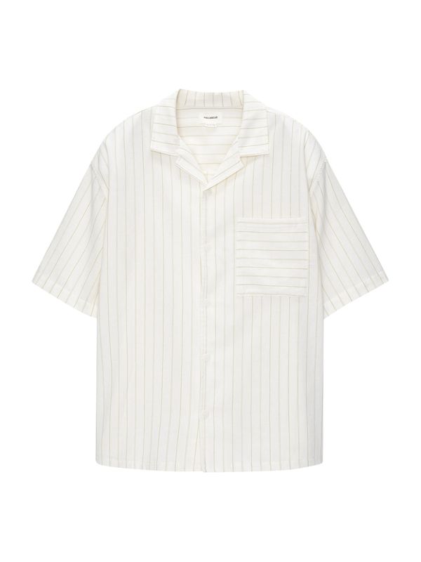 Pull&Bear Pull&Bear Риза  маслина / бяло