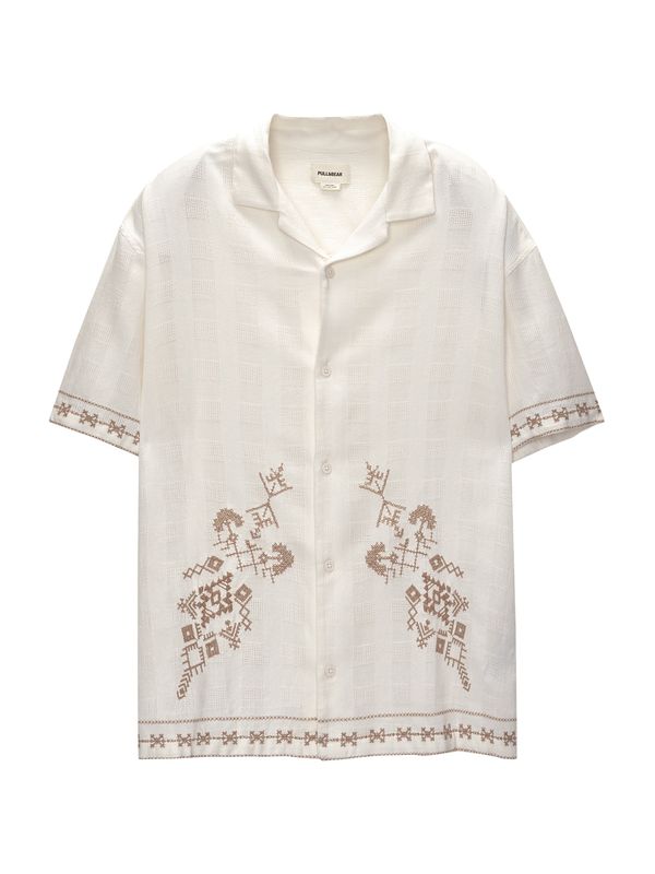 Pull&Bear Pull&Bear Риза  сиво / бяло