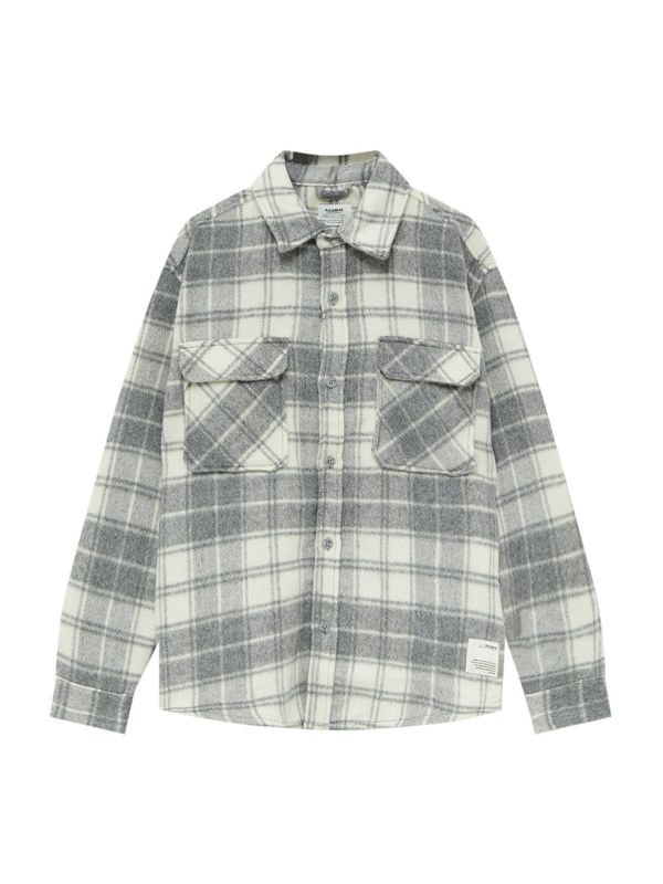 Pull&Bear Pull&Bear Риза  сиво / бяло