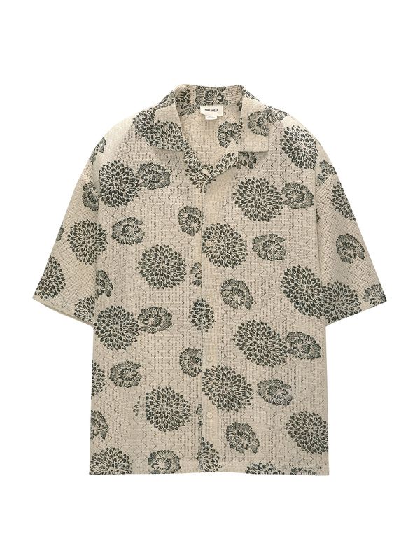 Pull&Bear Pull&Bear Риза  светлобежово / черно