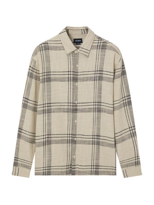 Pull&Bear Pull&Bear Риза  светлокафяво / черно