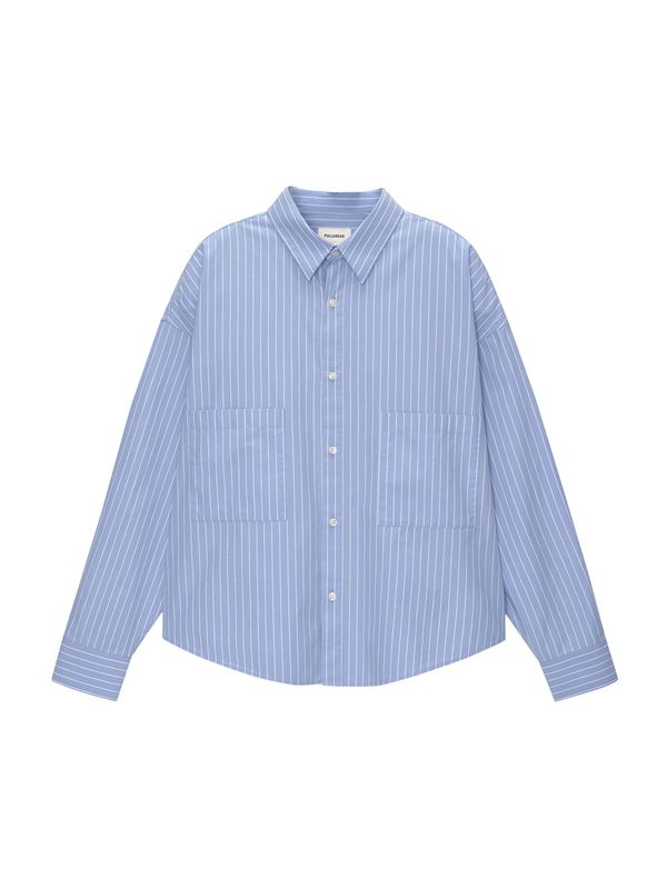 Pull&Bear Pull&Bear Риза  светлосиньо / бяло