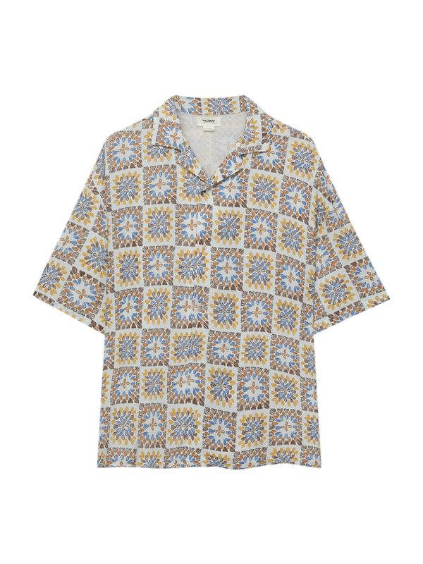 Pull&Bear Pull&Bear Риза  тъмнобежово / синьо / кафяво / златистожълто