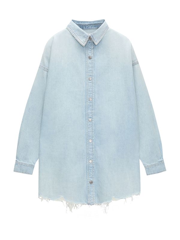 Pull&Bear Pull&Bear Рокля тип риза  син деним