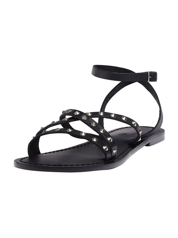 Pull&Bear Pull&Bear Сандали с каишка  черно / сребърно