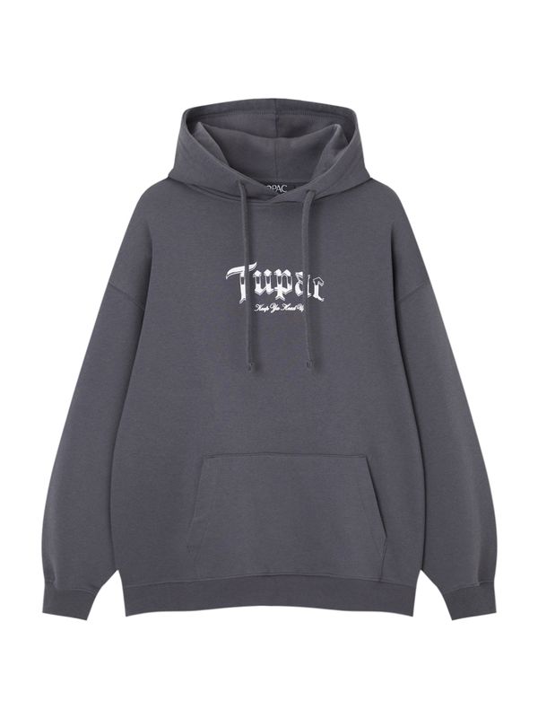 Pull&Bear Pull&Bear Суичър  антрацитно черно / бяло