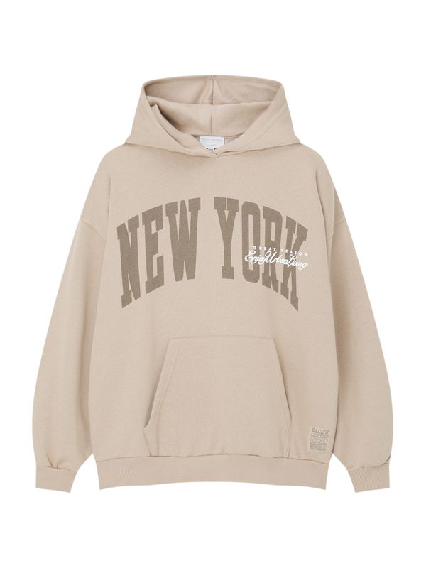 Pull&Bear Pull&Bear Суичър  бежово / таупе сиво / бяло