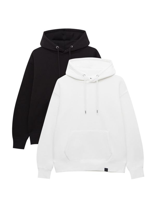 Pull&Bear Pull&Bear Суичър  черно / бяло