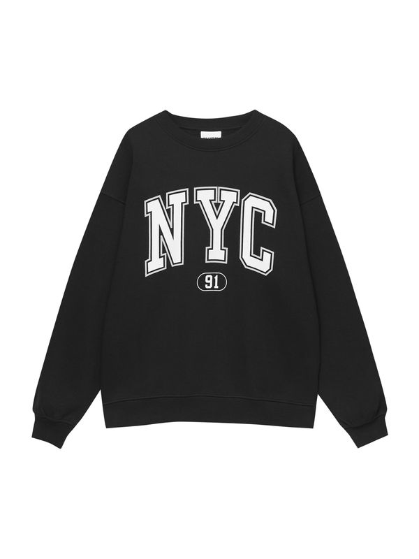 Pull&Bear Pull&Bear Суичър  черно / бяло