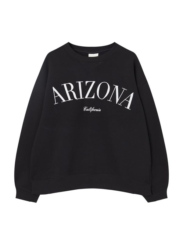 Pull&Bear Pull&Bear Суичър  черно / бяло