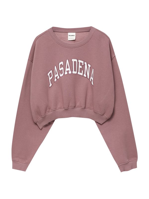 Pull&Bear Pull&Bear Суичър  червено-виолетово / бяло