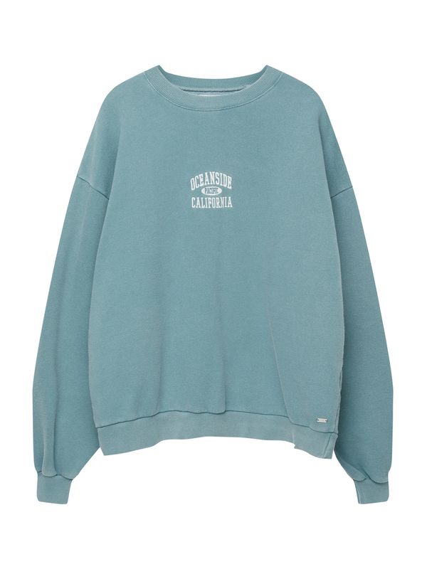 Pull&Bear Pull&Bear Суичър  циан / бяло