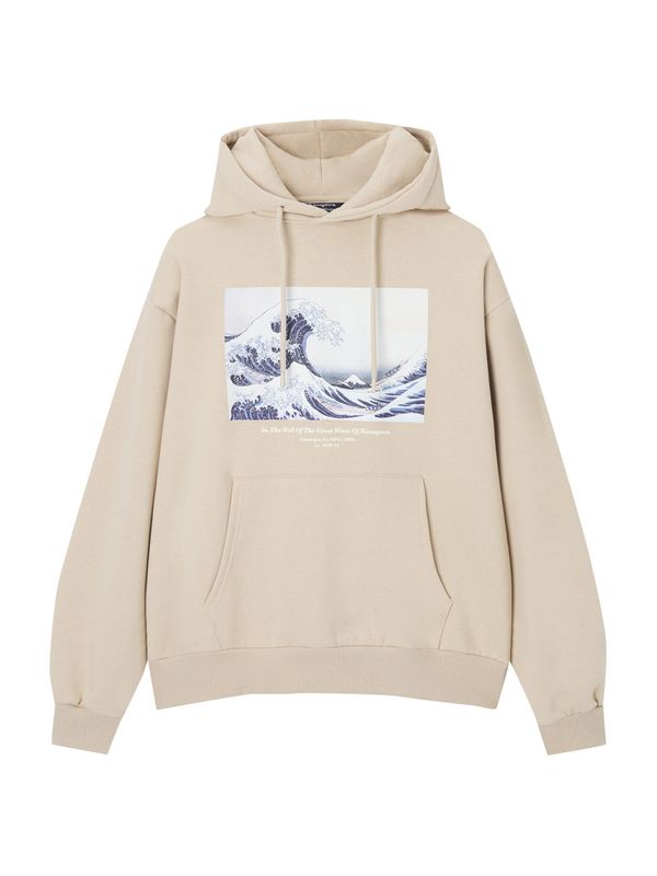 Pull&Bear Pull&Bear Суичър  цвят "пясък" / синьо / бяло