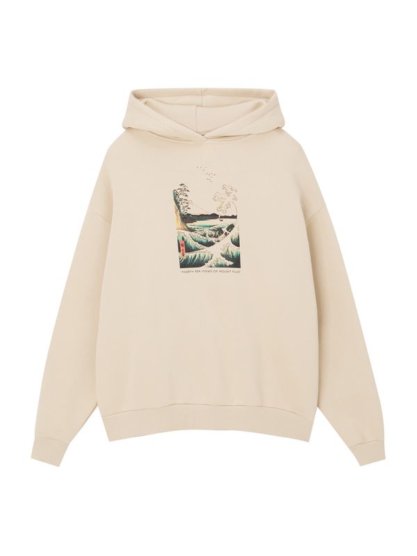 Pull&Bear Pull&Bear Суичър  цвят "пясък" / тъмнозелено / черно