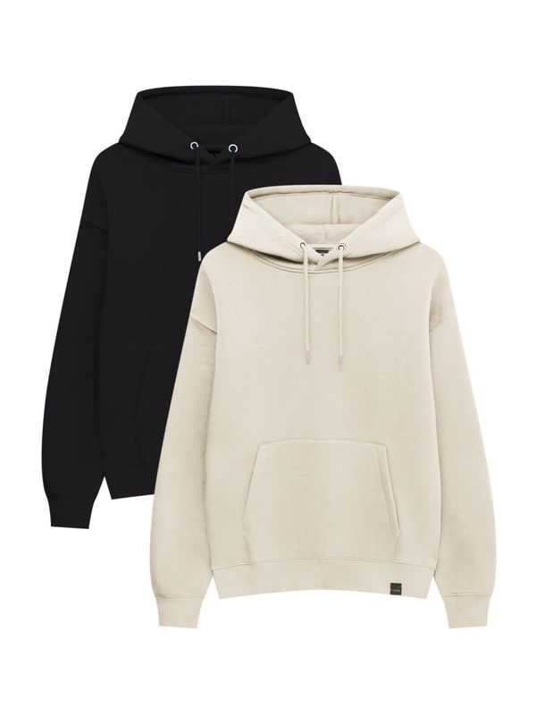 Pull&Bear Pull&Bear Суичър  екрю / черно