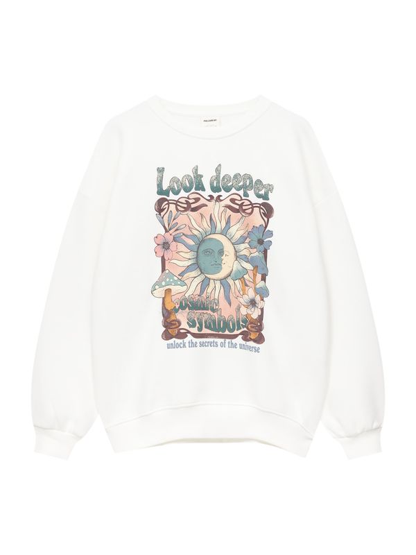 Pull&Bear Pull&Bear Суичър  екрю / нефритено зелено / пепел от рози / бургундово червено