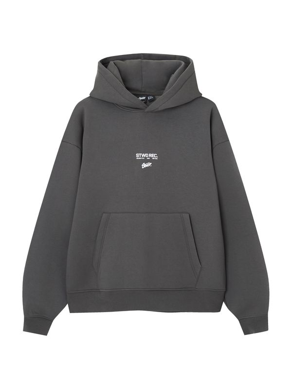 Pull&Bear Pull&Bear Суичър  елхово зелено / бяло