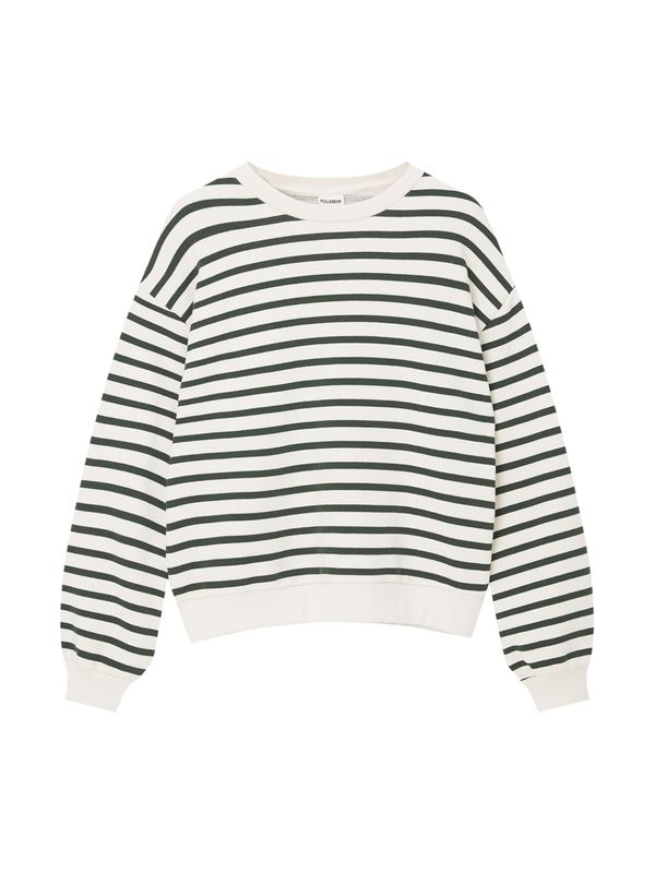 Pull&Bear Pull&Bear Суичър  елхово зелено / естествено бяло