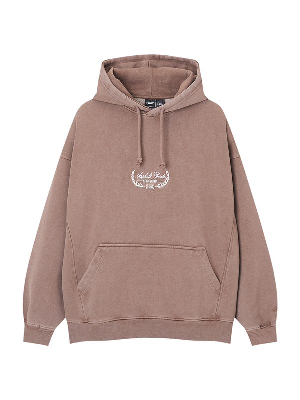 Pull&Bear Pull&Bear Суичър  кафяво / бяло