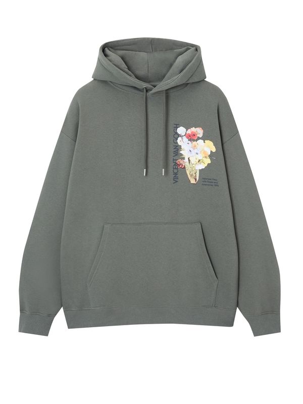 Pull&Bear Pull&Bear Суичър  каки / бледорозово / бяло