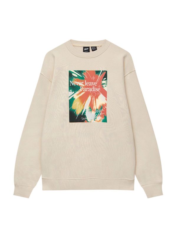 Pull&Bear Pull&Bear Суичър  камък / зелено / червено