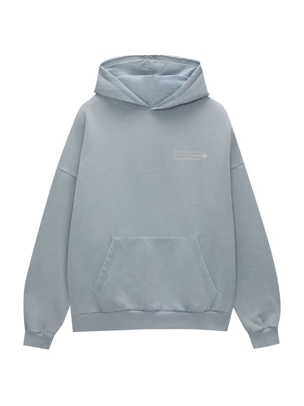 Pull&Bear Pull&Bear Суичър  небесносиньо / мръсно бяло