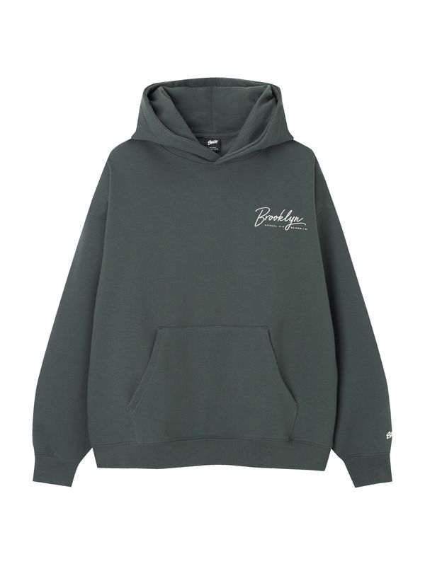 Pull&Bear Pull&Bear Суичър  нефритено зелено / бяло