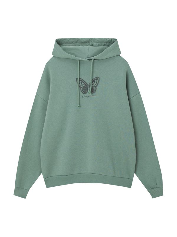 Pull&Bear Pull&Bear Суичър  нефритено зелено / черно