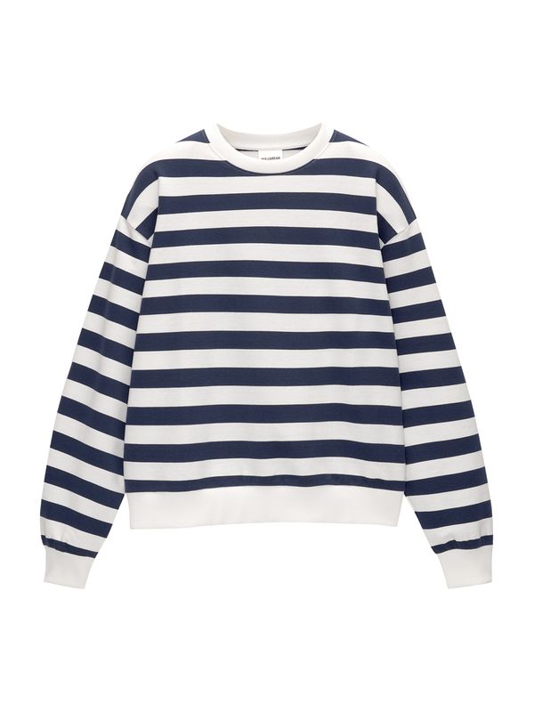 Pull&Bear Pull&Bear Суичър  нейви синьо / бяло