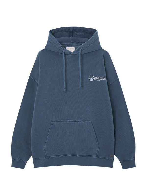 Pull&Bear Pull&Bear Суичър  нейви синьо / бяло