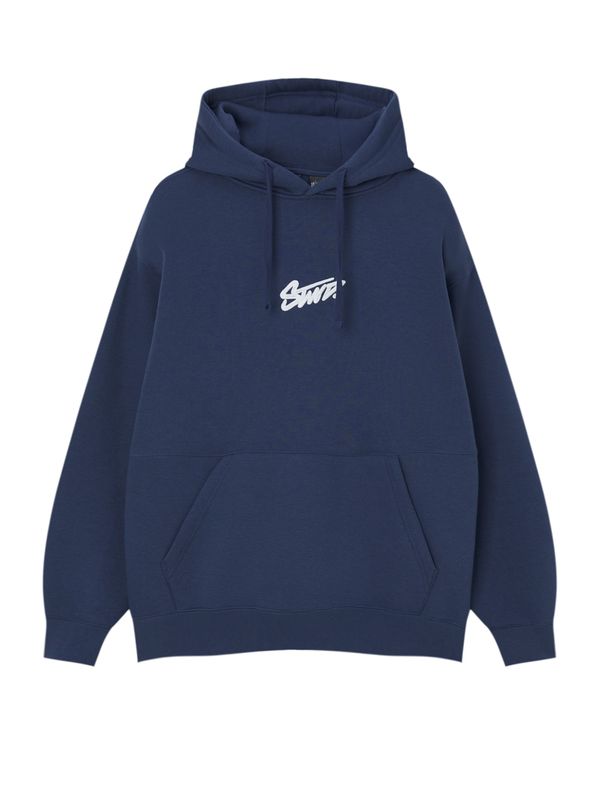 Pull&Bear Pull&Bear Суичър  нейви синьо / бяло