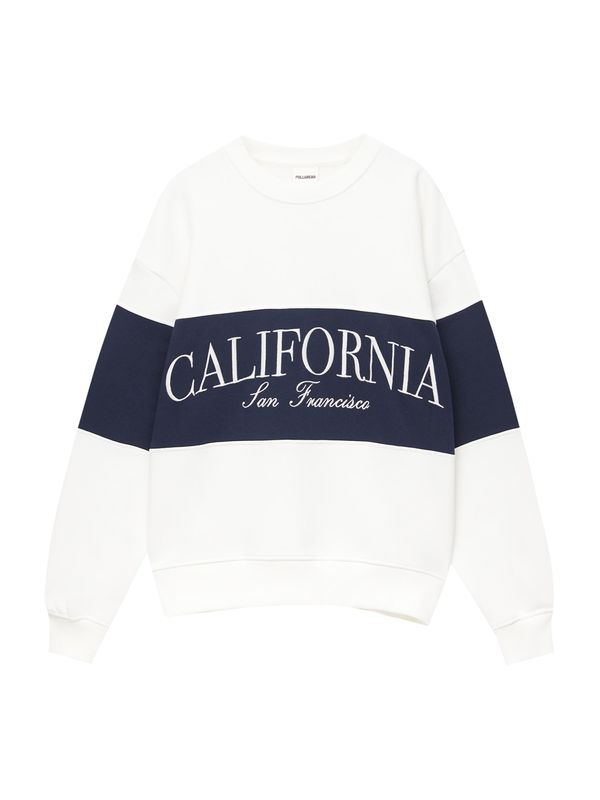 Pull&Bear Pull&Bear Суичър  нейви синьо / светлосиво / бяло